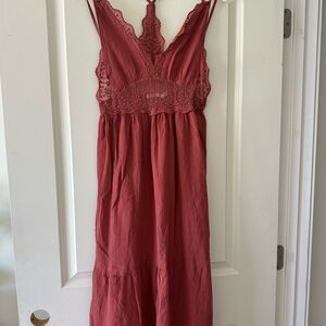 Lush Red Maxi Dress with Empire Waist